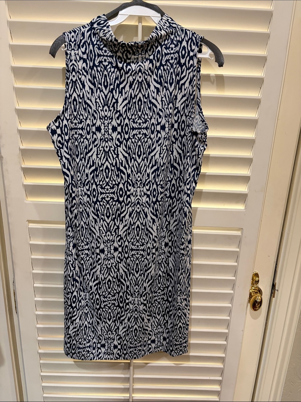 La mer luxe Sleeveless Navy & White Printed Shift Dress.Size Medium NWT - Picture 2 of 5